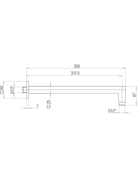 Braccio Doccia Jacuzzi A Parete Lunghezza 350mm Sezione Quadra 25x25mm Art. 1111007JAYO Nero Opaco 4 Braccio Doccia Jacuzzi A Parete Lunghezza 350mm Sezione Quadra 25x25mm Art. 1111007JAYO Nero Opaco - immagine 2