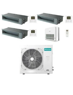 Climatizzatore Condizionatore Hisense Canalizzabile + Console R32 Quadri Split Inverter 9000 + 9000 + 9000 + 12000 BTU Con U.E. 4AMW81U4RJC Classe A++/A+