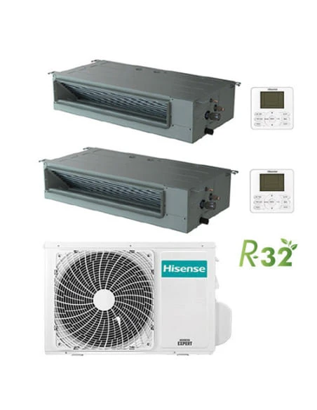 Climatizzatore Condizionatore Hisense Canalizzabile R32 Dual Split Inverter 9000 + 18000 BTU Con U.E. 3AMW52U4RJC Classe A++/A+ 3 Climatizzatore Condizionatore Hisense Canalizzabile R32 Dual Split Inverter 9000 + 18000 BTU Con U.E. 3AMW52U4RJC Classe A++/A+