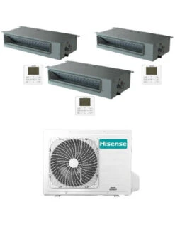 Climatizzatore Condizionatore Hisense Canalizzabile R32 Trial Split Inverter 12000 + 12000 + 12000 BTU Con U.E. 4AMW105U4RAA Classe A++/A+