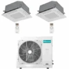 Climatizzatore Condizionatore Hisense Cassetta 4 Vie R32 Dual Split Inverter 9000 + 12000 BTU Con U.E. 3AMW62U4RJC NOVITÁ Classe A++/A+