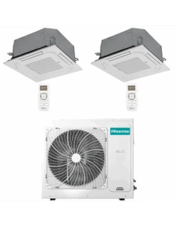 Climatizzatore Condizionatore Hisense Cassetta 4 Vie R32 Dual Split Inverter 9000 + 12000 BTU Con U.E. 3AMW62U4RJC NOVITÁ Classe A++/A+