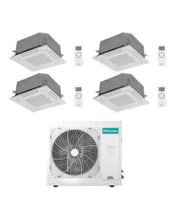 Climatizzatore Condizionatore Hisense Cassetta 4 Vie R32 Quadri Split Inverter 9000 + 9000 + 12000 + 12000 BTU Con U.E. 4AMW105U4RAA NOVITÁ Classe A++/A+