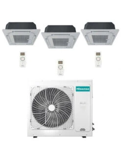 Climatizzatore Condizionatore Hisense Cassetta 4 Vie R32 Trial Split Inverter 9000 + 9000 + 9000 BTU Con U.E. 3AMW72U4RJC NOVITÁ Classe A++/A+