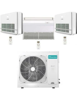 Climatizzatore Condizionatore Hisense Console E Pavimento/Soffitto R32 Trial Split Inverter 9000 + 9000 + 18000 BTU Con U.E. 4AMW81U4RAA NOVITÁ Classe A++/A+