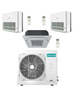 Climatizzatore Condizionatore Hisense Console Più Cassetta 4 Vie Wifi Opzionale R32 Trial Split Inverter 9000 + 9000 + 18000 BTU Con U.E. 4AMW105U4RAA Classe A++/A+