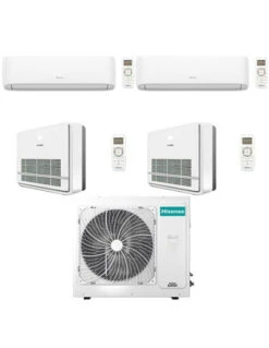 Climatizzatore Condizionatore Hisense Console R32 Quadri Split Hi Comfort + Console Inverter 9000 + 9000 + 12000 + 12000 BTU Con U.E. 4AMW105U4RAA NOVITÁ Classe A++/A+