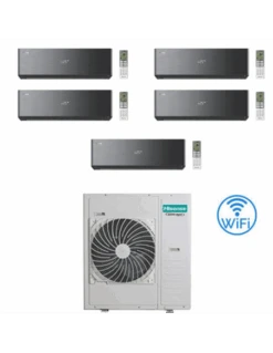 Climatizzatore Condizionatore Hisense Energy Pro X BLACK Con Wifi R32 Penta Split Inverter 9000 + 9000 + 9000 + 9000 + 9000 BTU Con U.E. 5AMW125U4RTA