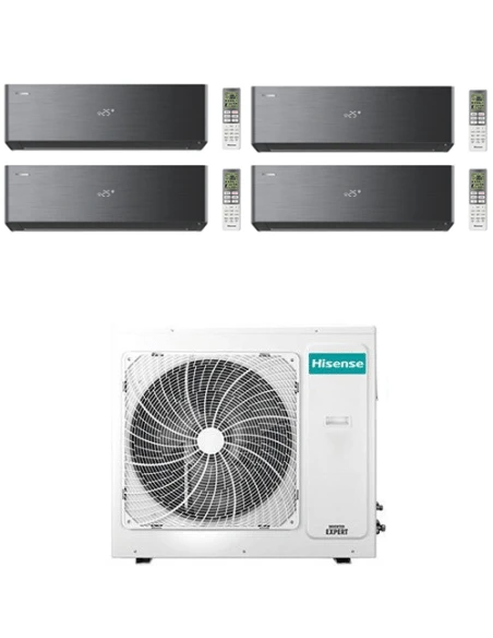 Climatizzatore Condizionatore Hisense Energy Pro X BLACK Con Wifi R32 Quadri Split Inverter 9000 + 9000 + 9000 + 9000 BTU Con U.E. 4AMW81U4RJC Classe A++/A+ 4 Climatizzatore Condizionatore Hisense Energy Pro X BLACK Con Wifi R32 Quadri Split Inverter 9000 + 9000 + 9000 + 9000 BTU Con U.E. 4AMW81U4RJC Classe A++/A+ - immagine 2