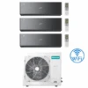 Climatizzatore Condizionatore Hisense Energy Pro X BLACK Con Wifi R32 Trial Split Inverter 9000 + 12000 + 12000 BTU Con U.E. 4AMW81U4RJC Classe A++/A+