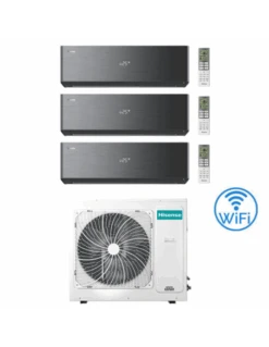 Climatizzatore Condizionatore Hisense Energy Pro X BLACK Con Wifi R32 Trial Split Inverter 9000 + 12000 + 12000 BTU Con U.E. 4AMW81U4RJC Classe A++/A+
