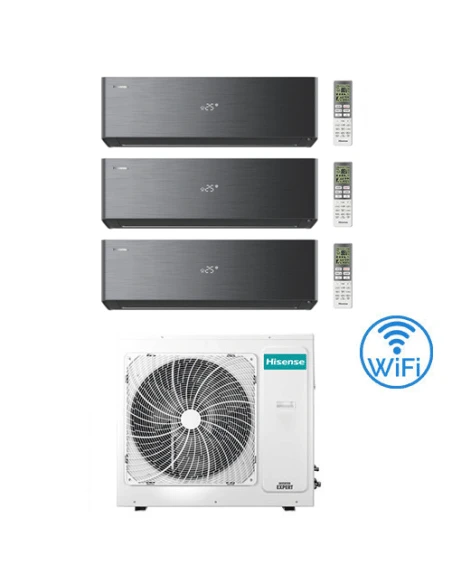Climatizzatore Condizionatore Hisense Energy Pro X BLACK Con Wifi R32 Trial Split Inverter 9000 + 9000 + 9000 BTU Con U.E. 3AMW72U4RJC Classe A++/A+ 3 Climatizzatore Condizionatore Hisense Energy Pro X BLACK Con Wifi R32 Trial Split Inverter 9000 + 9000 + 9000 BTU Con U.E. 3AMW72U4RJC Classe A++/A+