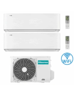Climatizzatore Condizionatore Hisense Energy Pro X Con Wifi R32 Dual Split Inverter 9000 + 9000 BTU Con U.E. 2AMW52U4RXC Classe A++/A+