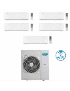 Climatizzatore Condizionatore Hisense Energy Pro X Wifi R32 Penta Split Inverter 9000 + 9000 + 9000 + 9000 + 12000 BTU Con U.E. 5AMW125U4RTA