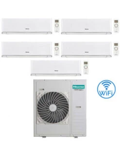 Climatizzatore Condizionatore Hisense Energy Wifi R32 Penta Split Inverter 9000 + 9000 + 9000 + 9000 + 18000 BTU Con U.E. 5AMW125U4RTA NOVITÁ