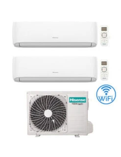 Climatizzatore Condizionatore Hisense Hi Comfort Wifi R32 Dual Split Inverter 9000 + 12000 BTU Con U.E. 2AMW52U4RXC Classe A++/A+