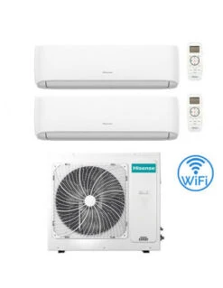 Climatizzatore Condizionatore Hisense Hi Comfort Wifi R32 Dual Split Inverter 9000 + 18000 BTU Con U.E. 4AMW81U4RJC Classe A++/A+