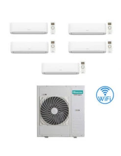 Climatizzatore Condizionatore Hisense Hi Comfort Wifi R32 Penta Split Inverter 9000 + 9000 + 12000 + 12000 + 12000 BTU Con U.E. 5AMW125U4RTA