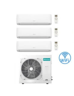 Climatizzatore Condizionatore Hisense Hi Comfort Wifi R32 Trial Split Inverter 7000 + 9000 + 18000 BTU Con U.E. 3AMW62U4RJC Classe A++/A+