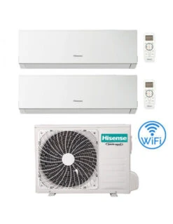Climatizzatore Condizionatore Hisense New Comfort Con Wifi R32 Dual Split Inverter 9000 + 9000 BTU Con U.E. 2AMW42U4RGC Classe A++/A+