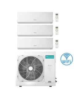 Climatizzatore Condizionatore Hisense New Comfort Con WiFi R32 Trial Split Inverter 7000 + 7000 + 9000 BTU Con U.E. 3AMW62U4RJC Classe A++/A+