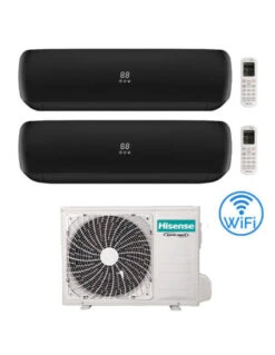 Climatizzatore Condizionatore Hisense Apple Pie PRO Wi-Fi R32 Dual Split Inverter 12000 + 12000 BTU Con U.E. 2AMW52U4RXC Classe A++/A+