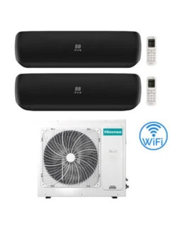 Climatizzatore Condizionatore Hisense Apple Pie PRO Wi-Fi R32 Dual Split Inverter 12000 + 12000 BTU Con U.E. 3AMW62U4RJC Classe A++/A+
