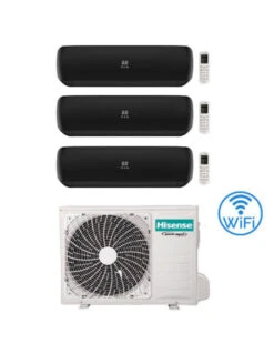 Climatizzatore Condizionatore Hisense Apple Pie PRO Wi-Fi R32 Trial Split Inverter 9000 + 9000 + 9000 BTU Con U.E. 3AMW52U4RJC Classe A++/A+