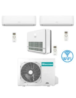 Climatizzatore Condizionatore Hisense R32 Trial Split Inverter Hi Comfort Wifi Più Console 7000 + 7000 + 9000 BTU Con U.E. 3AMW52U4RJC Classe A++/A+