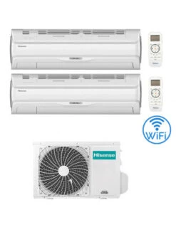 Climatizzatore Condizionatore Hisense Silentium Pro Wifi Dual Split Inverter 9000 + 12000 BTU Con U.E. 2AMW52U4RXC Classe A++/A+