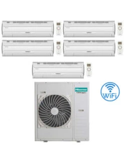 Climatizzatore Condizionatore Hisense Silentium Pro Wifi Penta Split Inverter 9000 + 9000 + 9000 + 12000 + 12000 BTU Con U.E. 5AMW125U4RTA NOVITÁ