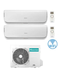 Climatizzatore Condizionatore Hisense Silentium Wifi R32 Dual Split Inverter 9000 + 9000 BTU Con U.E. 2AMW52U4RXC Classe A++/A+
