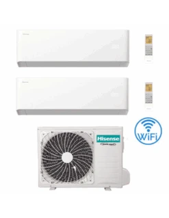 Climatizzatore Condizionatore Hisense Uni HB Wifi R32 Dual Split Inverter 7000 + 7000 BTU Con U.E. 2AMW35U4RGC Classe A++/A+