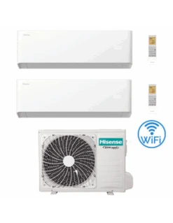 Climatizzatore Condizionatore Hisense Uni HB Wifi R32 Dual Split Inverter 9000 + 9000 BTU Con U.E. 2AMW35U4RGC Classe A++/A+