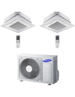 Climatizzatore Condizionatore Inverter Dual Split R32 Samsung Mini Cassetta 4 Vie Windfree 9000 + 9000 BTU Con U.E. AJ040TXJ2KG/EU Classe A+++/A++