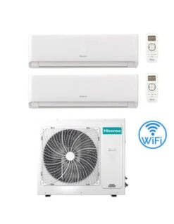 Climatizzatore Condizionatore Inverter Hisense Energy Ultra Ecosense Wifi R32 Dual Split 9000 + 18000 BTU Con U.E. 3AMW62U4RJC Classe A++/A+