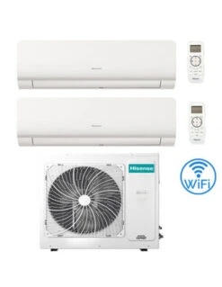 Climatizzatore Condizionatore Inverter Hisense New Energy Wifi R32 Dual Split 9000 + 18000 BTU Con U.E. 3AMW62U4RJC Classe A++/A+