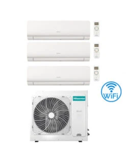 Climatizzatore Condizionatore Inverter Hisense New Energy Wifi R32 Trial Split 7000 + 12000 + 12000 BTU Con U.E. 3AMW62U4RJC Classe A++/A+