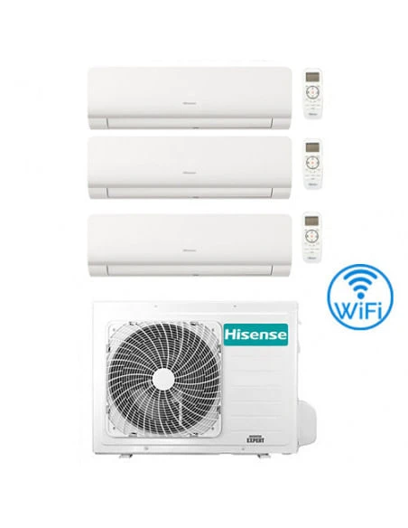 Climatizzatore Condizionatore Inverter Hisense New Energy Wifi R32 Trial Split 9000 + 9000 + 12000 BTU Con U.E. 3AMW52U4RJC Classe A++/A+ 3 Climatizzatore Condizionatore Inverter Hisense New Energy Wifi R32 Trial Split 9000 + 9000 + 12000 BTU Con U.E. 3AMW52U4RJC Classe A++/A+