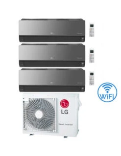 Climatizzatore Condizionatore LG Artcool Mirror UVnano R32 Wifi Trial Split Inverter 9000 + 9000 + 12000 BTU Con U.E. MU3R21 Classe A+++/A+