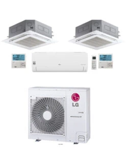 Climatizzatore Condizionatore LG Cassetta 4 Vie R32 Trial Split Inverter 9000 + 9000 Btu Cassetta + 18000 BTU Libero Smart Con U.E. MU4R25 NOVITÁ Classe A++/A+