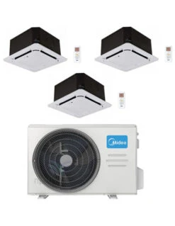 Climatizzatore Condizionatore Midea Cassetta 4 Vie Compatta R32 Trial Split Inverter 12000 + 12000 + 12000 BTU Con U.E. M3OA-27HFN8-Q Classe A++/A+