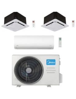 Climatizzatore Condizionatore Midea Cassetta 4 Vie Compatta + Xtreme Pro Green R32 Trial Split Inverter 12000 + 12000 + 24000 BTU Con U.E. M5OE-42HFN8-Q Classe A++/A+