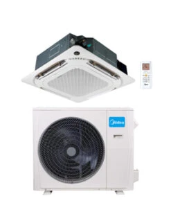 Climatizzatore Condizionatore Midea Cassetta 4 Vie Slim Con Griglia Breezeless R32 Trifase 36000 BTU MCD1-36HRFNX(GA) INVERTER Classe A++/A+