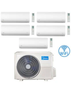 Climatizzatore Condizionatore Midea Xtreme R32 Penta Split 9000 + 9000 + 9000 + 9000 + 9000 BTU Con U.E. M5OE-42HFN8-Q INVERTER Classe A++/A+