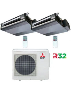 Climatizzatore Condizionatore Mitsubishi Canalizzabile R32 SEZ-M DA Dual Split Inverter 18000 + 18000 BTU Con U.E. MXZ-5F102VF Classe A++/A+