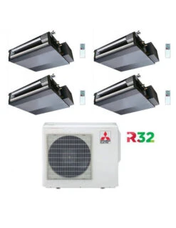 Climatizzatore Condizionatore Mitsubishi Canalizzabile R32 SEZ-M DA Quadri Split Inverter 9000 + 9000 + 9000 + 12000 BTU Con U.E. MXZ-4F72VF Classe A++/A+
