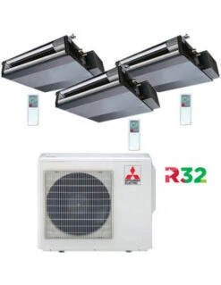 Climatizzatore Condizionatore Mitsubishi Canalizzabile R32 SEZ-M DA Trial Split Inverter 9000 + 9000 + 9000 BTU Con U.E. MXZ-3F54VF Classe A+++/A++