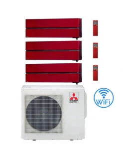 Climatizzatore Condizionatore Mitsubishi Kirigamine Style Wifi R32 Rosso Trial Split Inverter 9000 + 12000 + 12000 BTU Con U.E. MXZ-3F68VF NOVITÁ Classe A++/A+