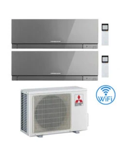 Climatizzatore Condizionatore Mitsubishi Kirigamine Zen Wifi Argento Dual Split Inverter 9000 + 15000 BTU Con U.E. MXZ-2F53VF Classe A+++/A++ NOVITÁ